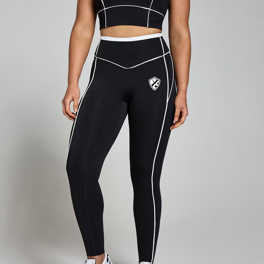 Contrast Texture Leggings – Black