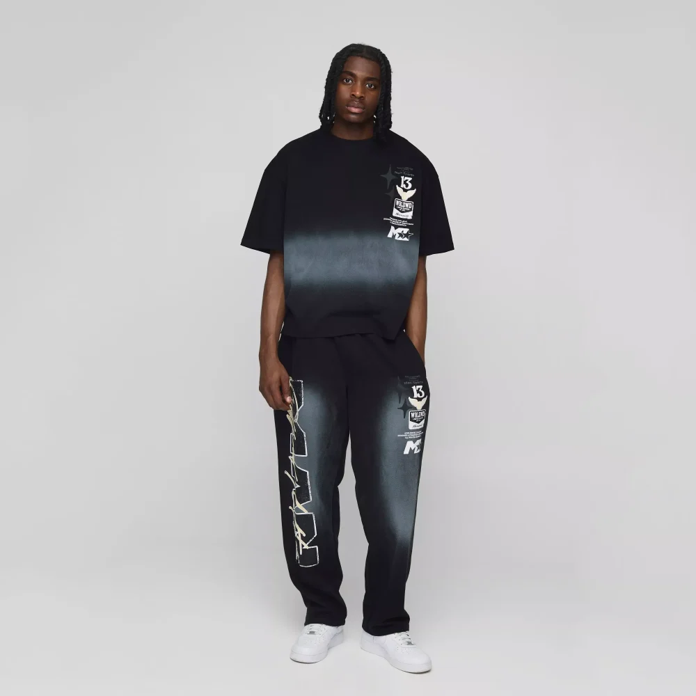 Oversized Man Washed T-Shirt & Jogger Long Set